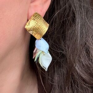 Gold and Iridescent Colorful Earrings
